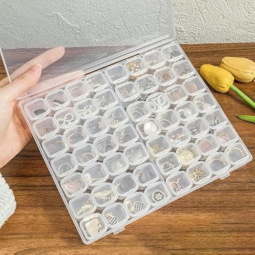 Plastic Jewelry Container 56 Slots Clear Jewelry Box for Nail Art Sorting